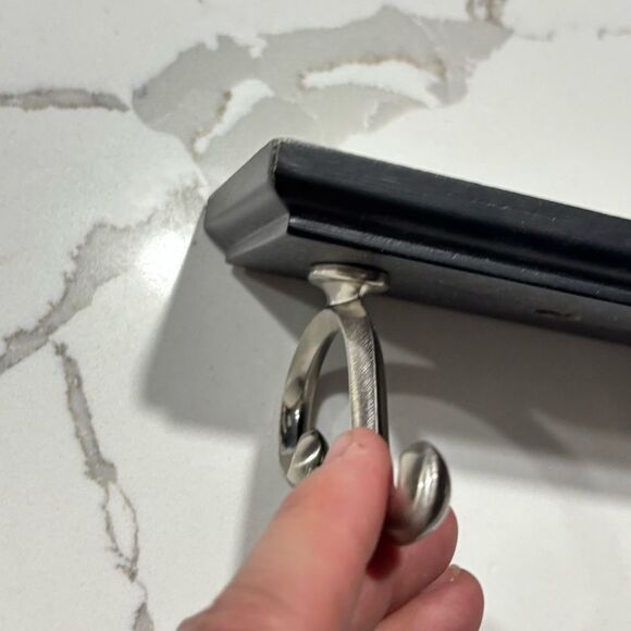 Black Decorative Scroll Die-cast Zinc Metal Silver 3-Hook Wall Hooks Fiberboard - Picture 7 of 10